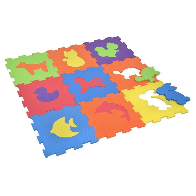Covor de joaca tip puzzle,animale,spuma,multicolor,9 piese [3]