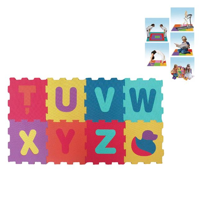 Covor de joaca tip puzzle cu 7 litere si o ratusca,spuma,multicolor,8 piese [2]