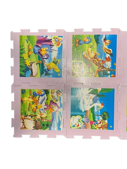 Covor de joaca tip puzzle cu animale basme,spuma,multicolor,8 piese,mov [3]