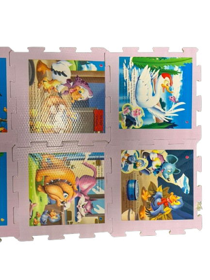 Covor de joaca tip puzzle cu animale basme,spuma,multicolor,8 piese,mov [2]