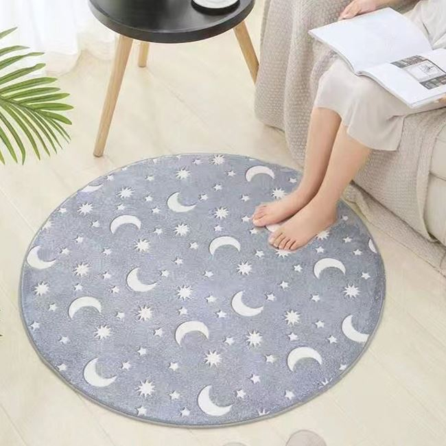 Covor rotund pentru copii cu stele fosforescente,gri,80 cm [3]