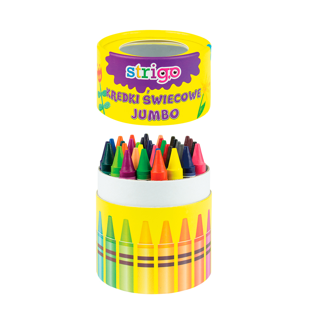 Creioane cerate groase Strigo,cutie carton depozitare,18 culori set