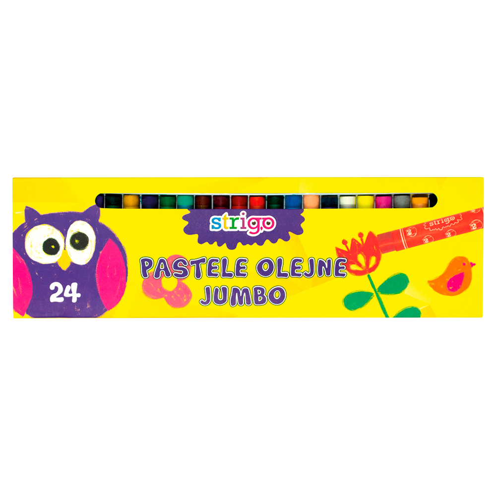 Creioane cerate Jumbo Strigo pasteluri ulei, 24 culori set