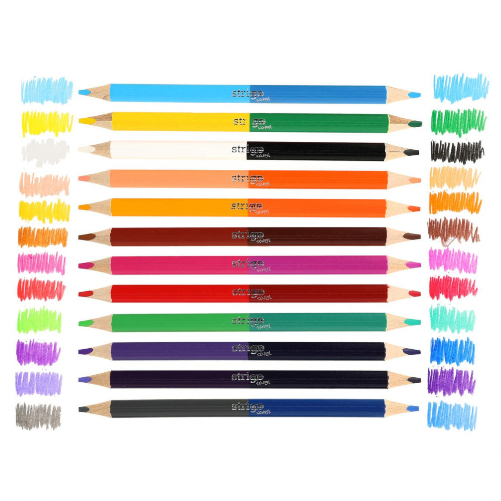 Creioane colorate duble Strigo Jumbo, 12 buc, 24 culori, cu ascuțitoare [2]