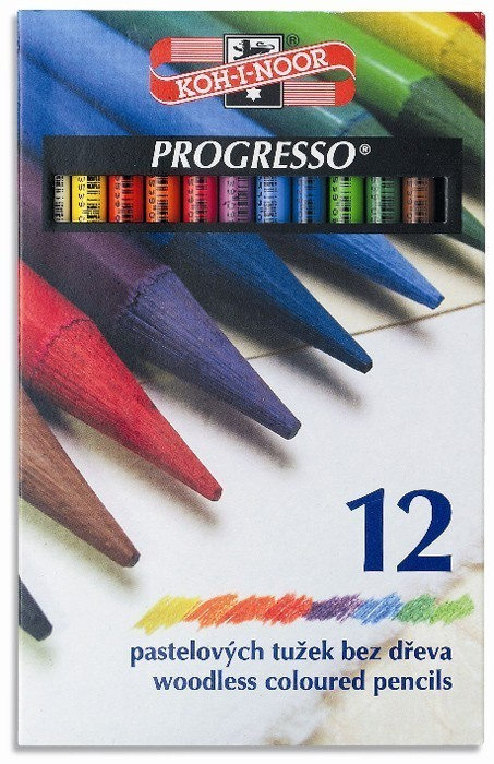 Creioane colorate fara lemn set 12 culori Koh-i-noor PROGRESSO-K8756-12
