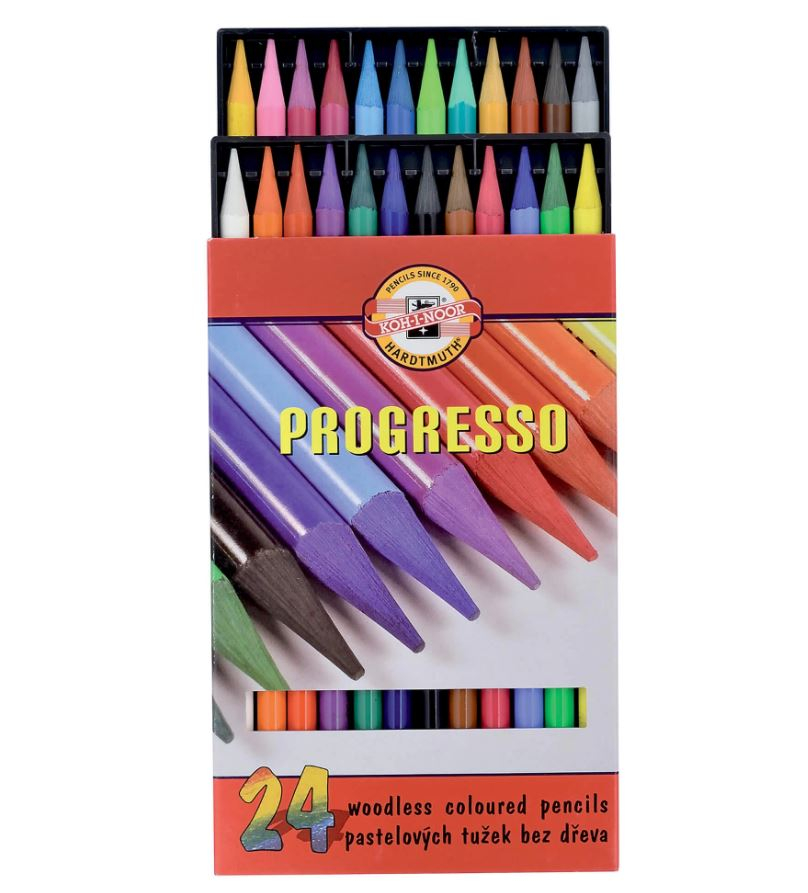 Creioane colorate fara lemn set 24 culori Koh-i-noor PROGRESSO-K8758-24 [1]