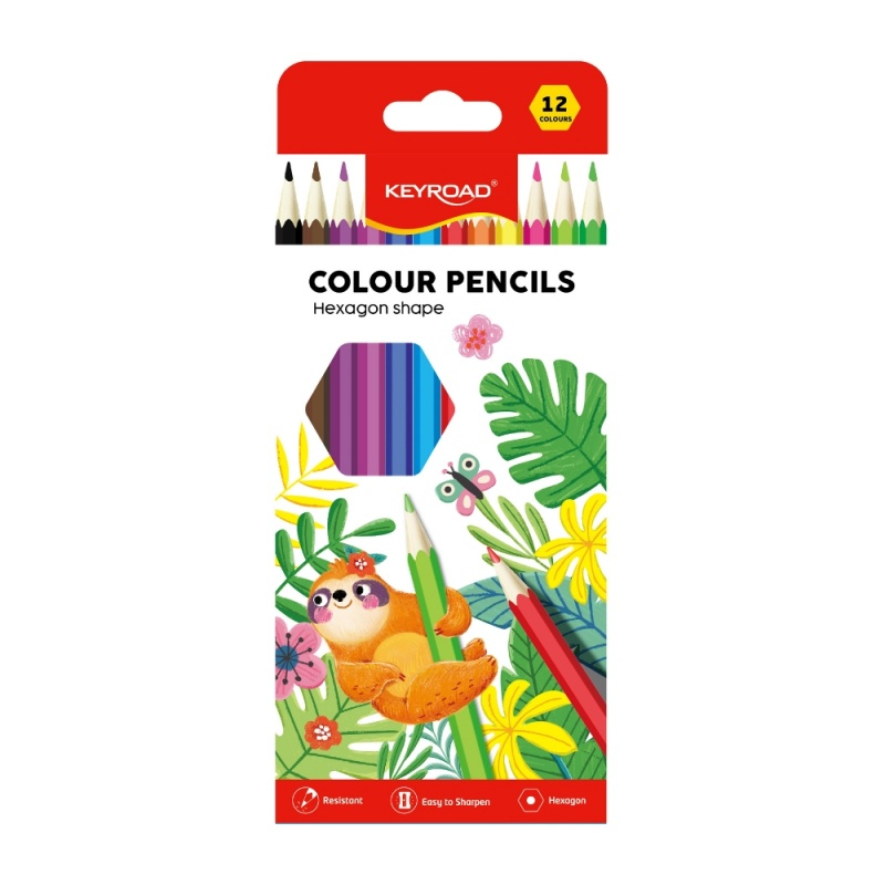 Creioane colorate Keyroad hexagonale, 12 culori/set, mina 2.9 mm [2]