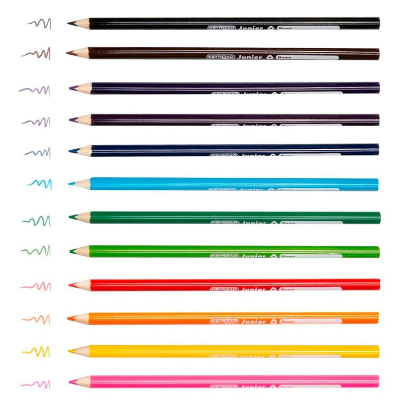 Creioane colorate Keyroad triunghiulare, 12 culori, cutie metalica [4]