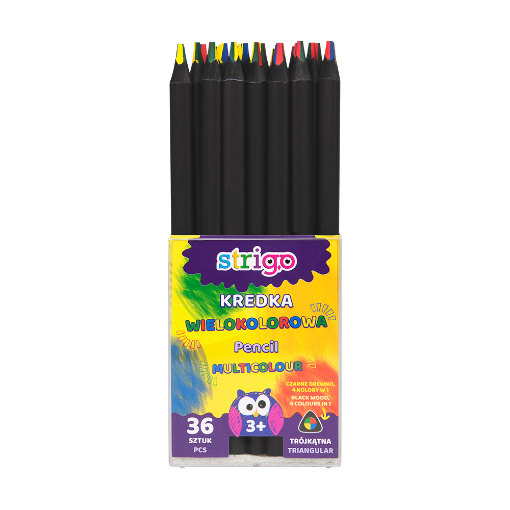 Creioane colorate Strigo multicolor, corp negru [2]