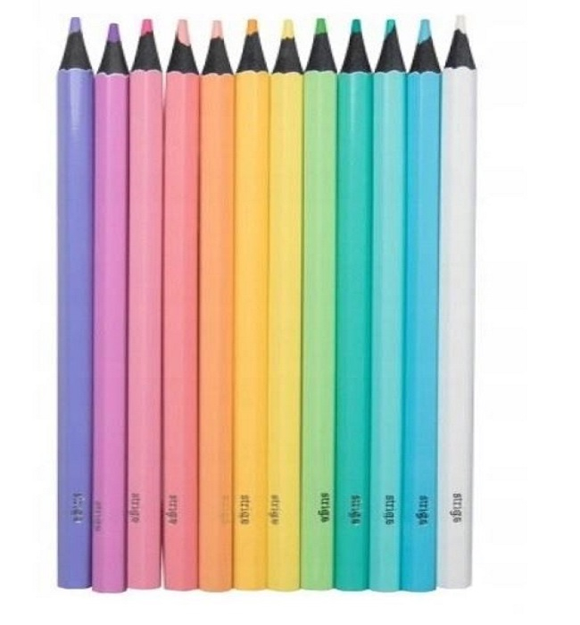 Creioane colorate Strigo pastele,ascutitoare inclusa,12 culori/set [2]