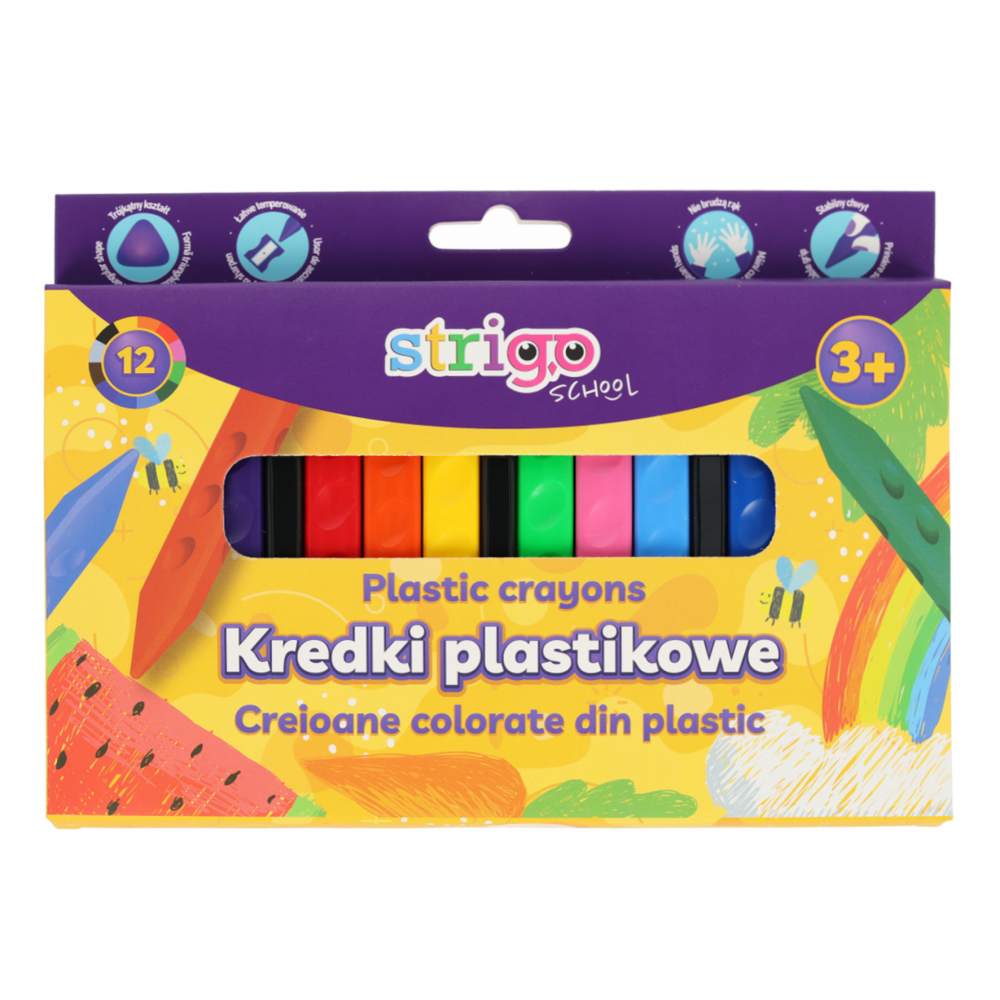 Creioane colorate Strigo triunghiulare, 12 culori, plastic [3]