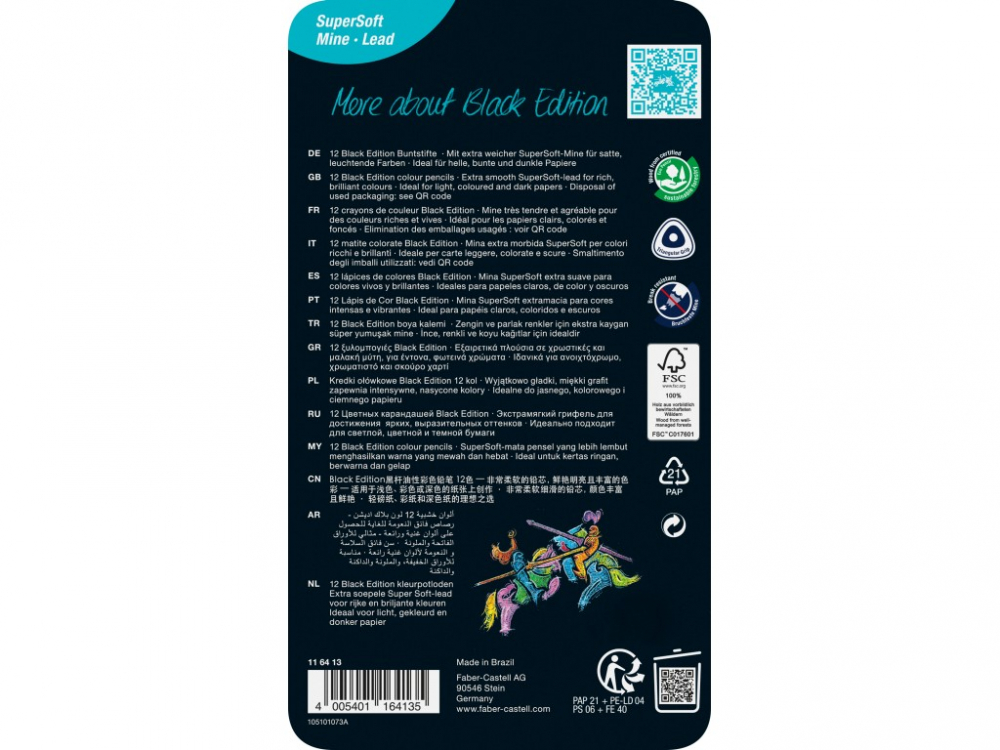 Creioane Faber-Castell Black Edition 12 culori, triunghiulare, cutie metal [3]