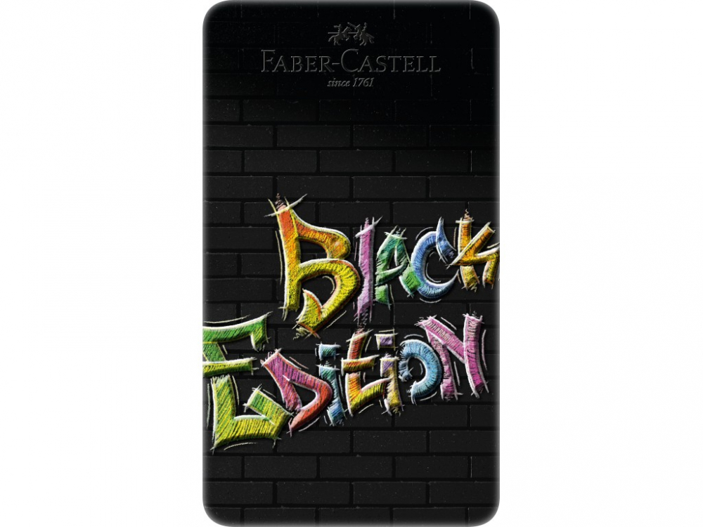 Creioane Faber-Castell Black Edition 12 culori, triunghiulare, cutie metal