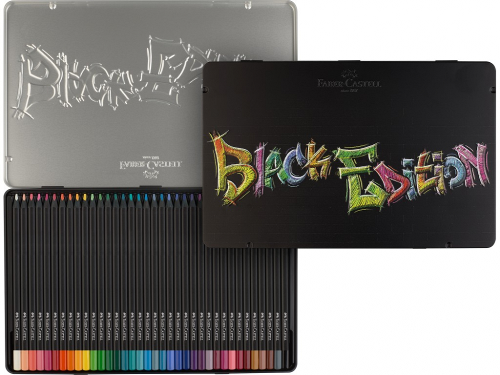 Creioane Black Edition Faber-Castell 36/set, cutie metal, triunghiulare [4]