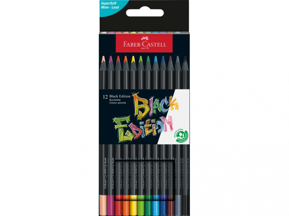 Creioane Faber-Castell Black Edition 12 set, triunghiulare, cutie carton