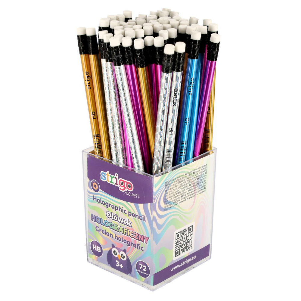 Creion Strigo HB cu gumă, corp holografic,diverse culori [2]