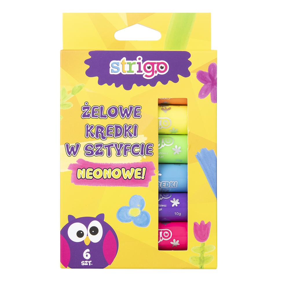 Creioane tip baton gel stick pentru copii,6 culori x 10 grame, neon,+2 ani
