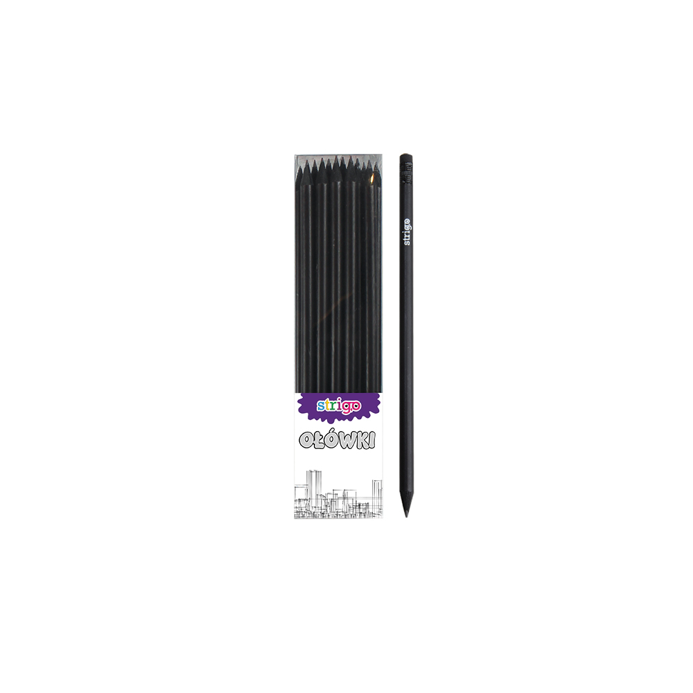 Creion Strigo HB cu gumă de șters – corp negru [2]