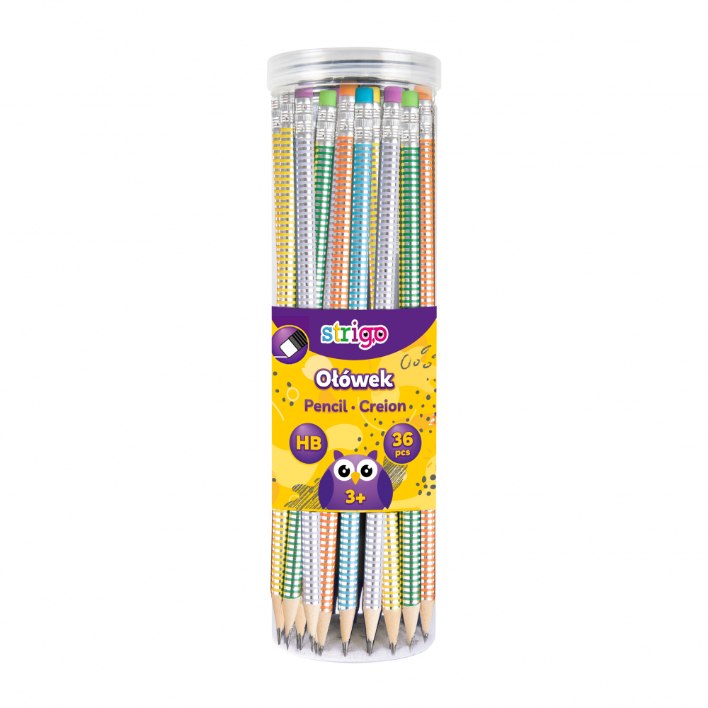 Creion Strigo HB cu gumă multicoloră, corp pastel metalic,diverse culori [2]
