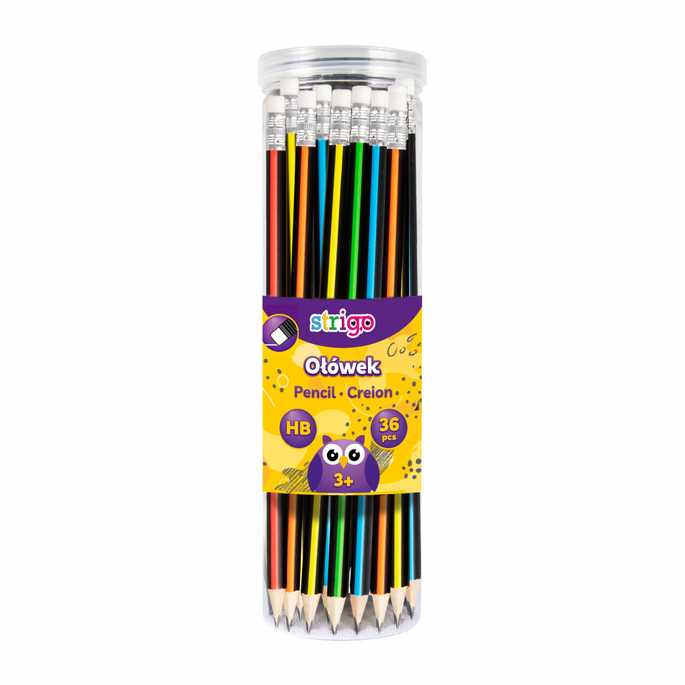 Creion Strigo HB cu gumă, culori diverse [1]