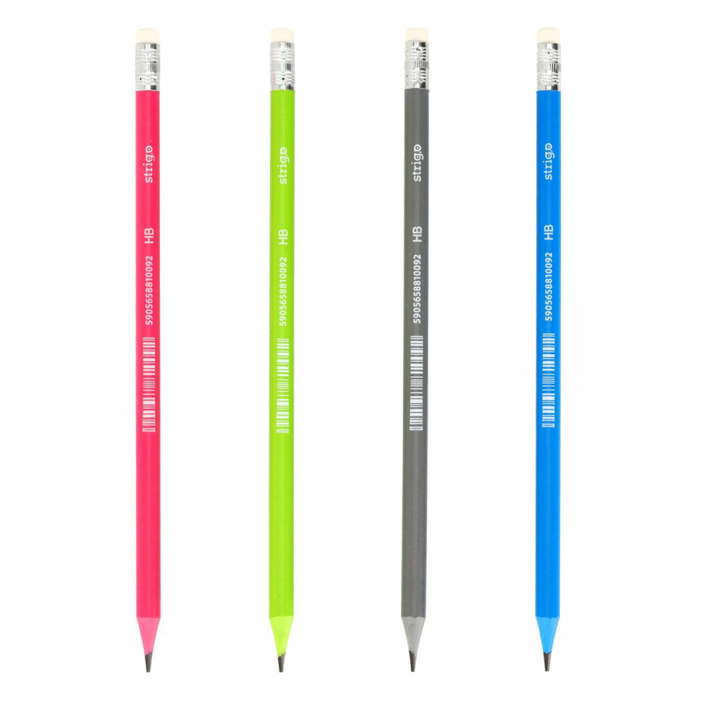 Creion Strigo HB plastic, cu gumă, culori diverse [5]