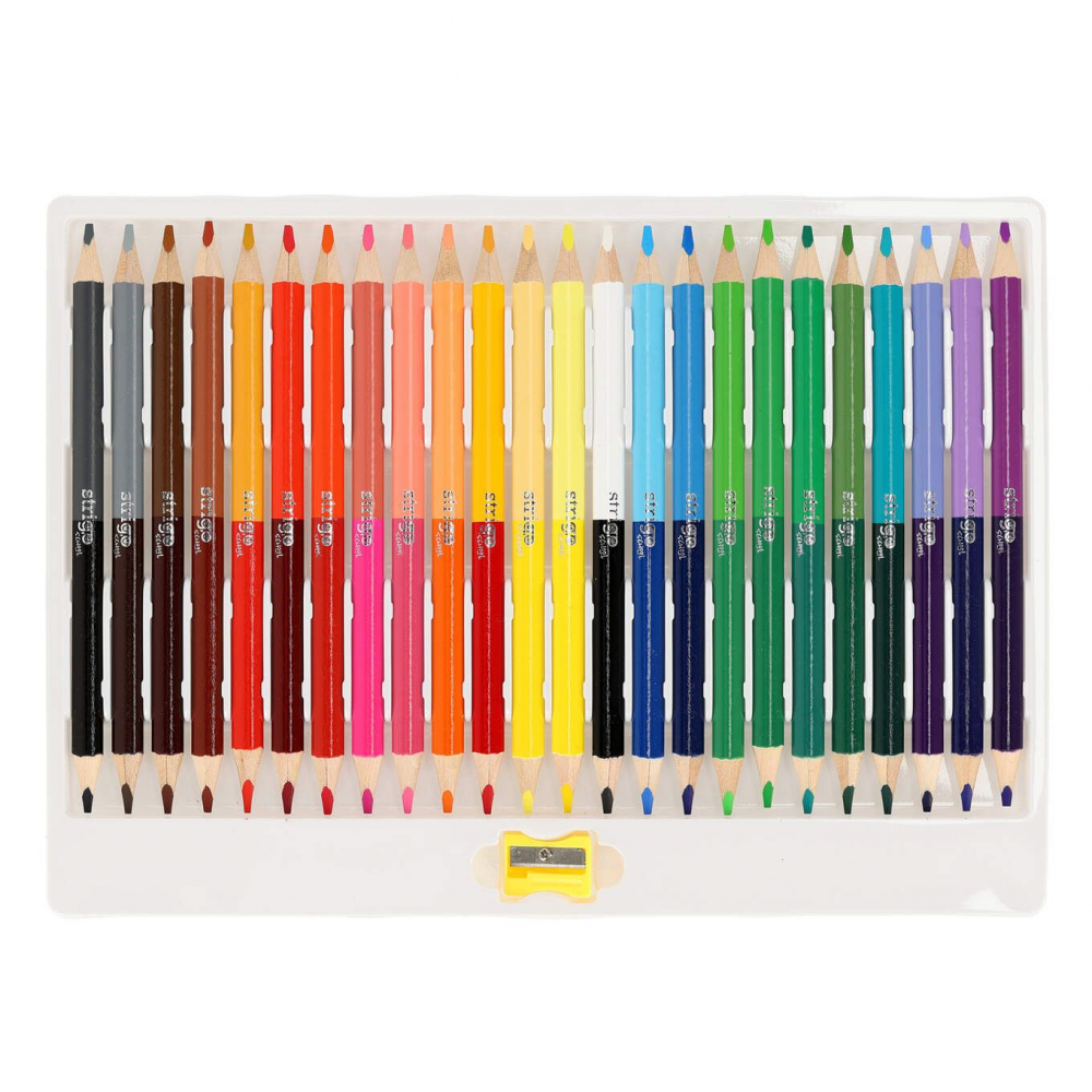 Creioane colorate duble, Strigo Jumbo, 24 bucati, 48 culori, triunghiulare, cu ascutitoare SSC356 [2]