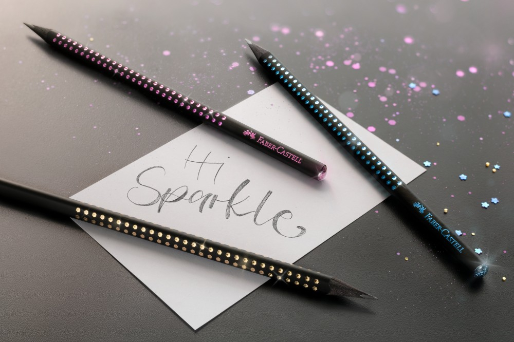Creion grafit B Faber-Castell Grip Sparkle Midnight Gold [3]