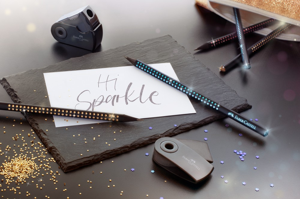 Creion grafit B Faber-Castell Grip Sparkle Midnight Gold [2]