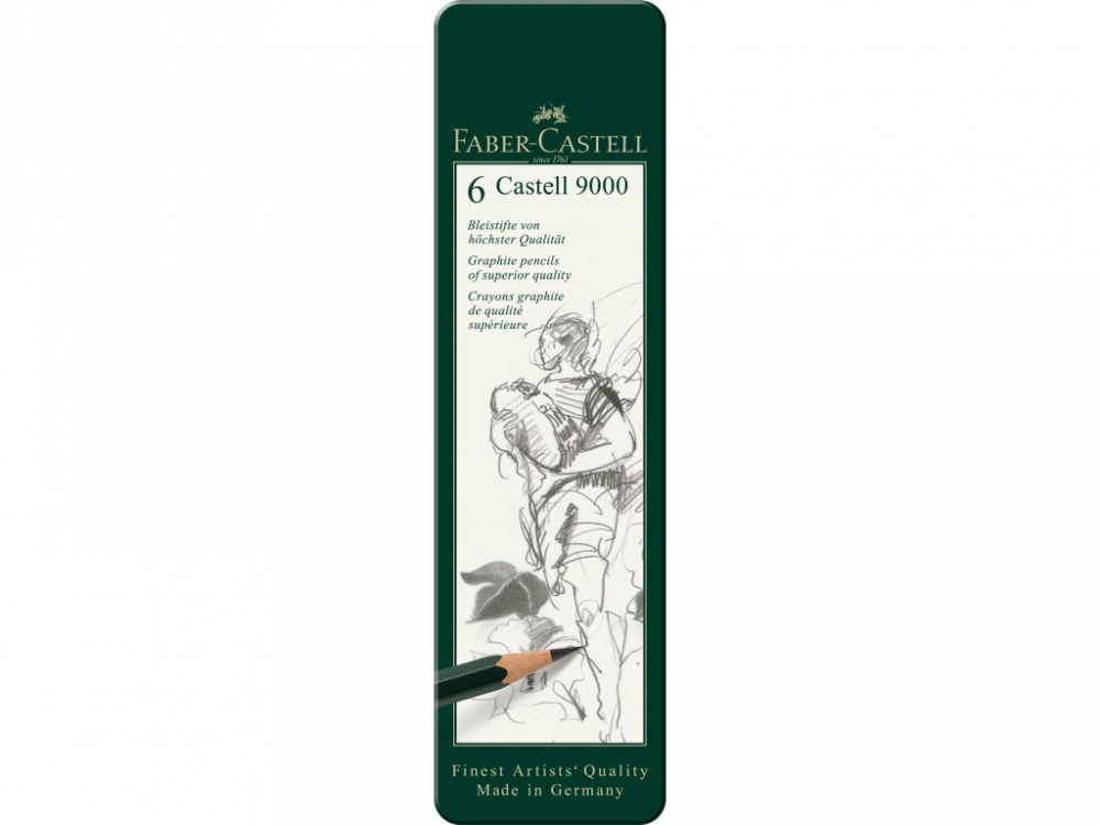 Creion grafit Faber-Castell Castell 9000, set 6 buc, hexagonal