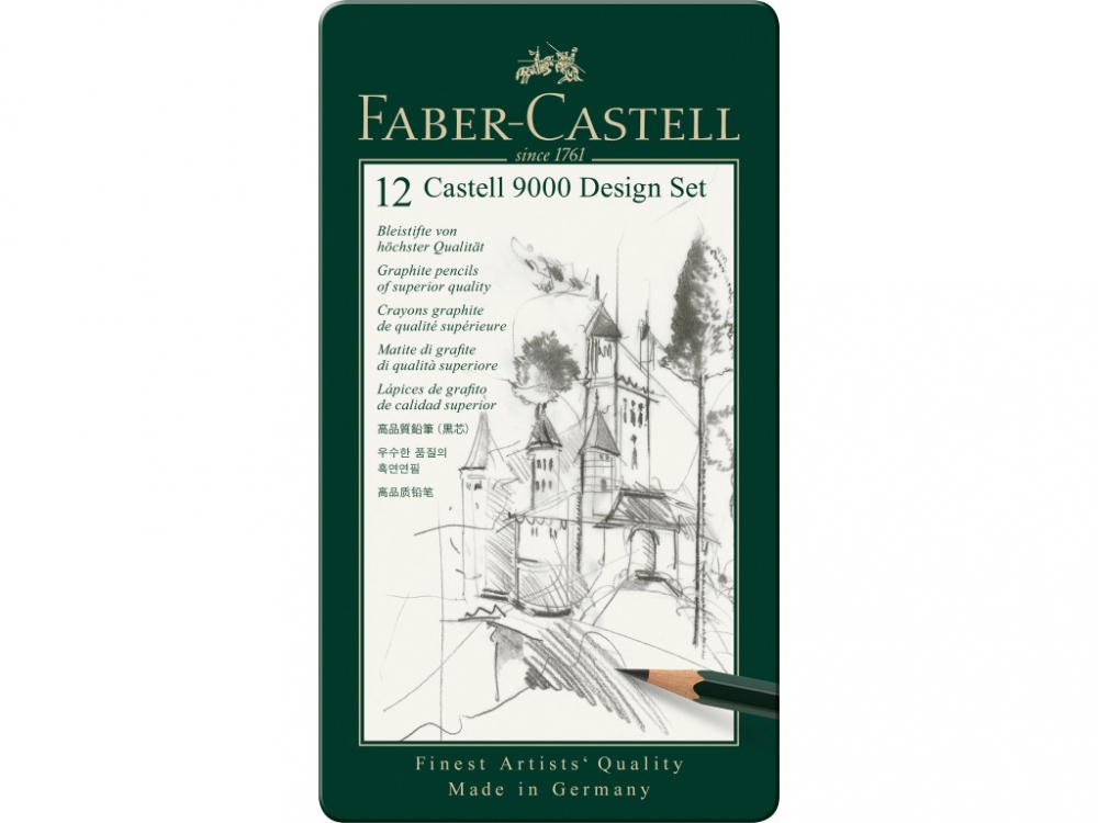 Creion grafit Faber-Castell Castell 9000, set 12 buc, hexagonale