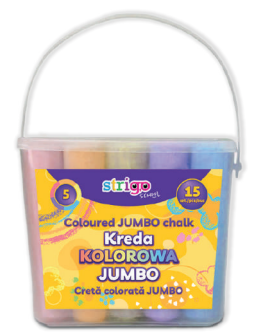 Creta colorata in galetusa pentru asflat si tabla, 15 bucati set, 5 culori