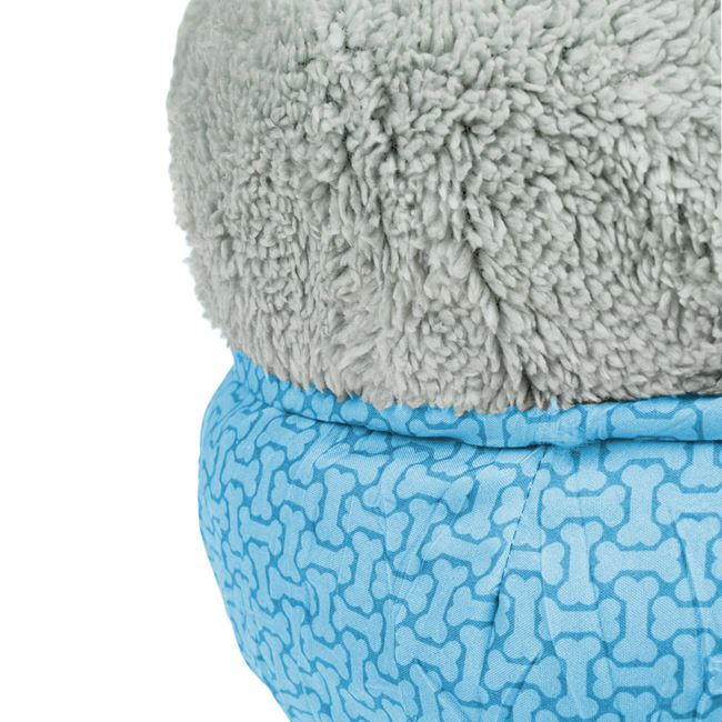 Culcus rotund pentru animale din blana artificiala,blue-gri,50x25 cm [3]