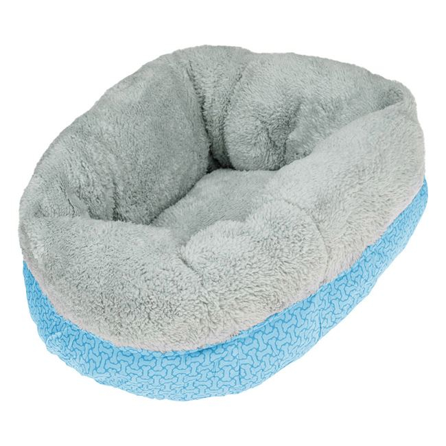 Culcus rotund pentru animale din blana artificiala,blue-gri,50x25 cm [2]