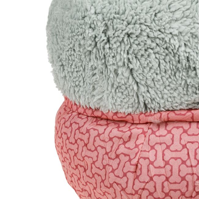 Culcus rotund pentru animale din blana artificiala,roz-gri,50x25 cm [3]