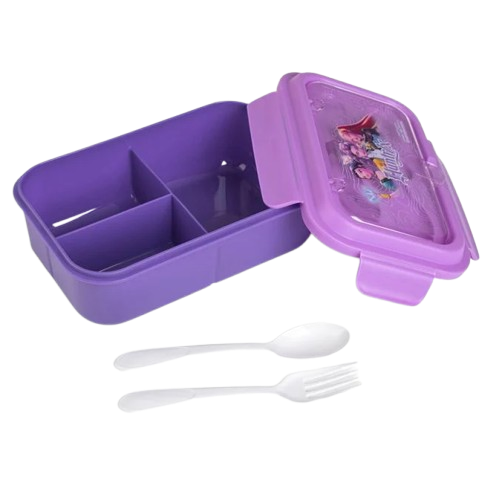 Cutie alimente K-Pop pentru copii, 3 compartimente, tacamuri incluse, mov [2]