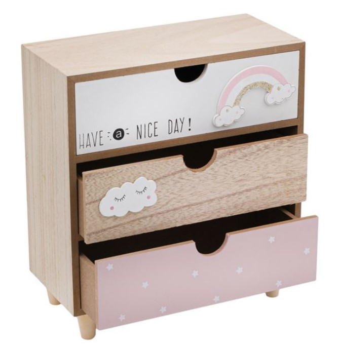 Cutie depozitare decorativa din lemn cu 3 sertare si picioare pentru birou [3]