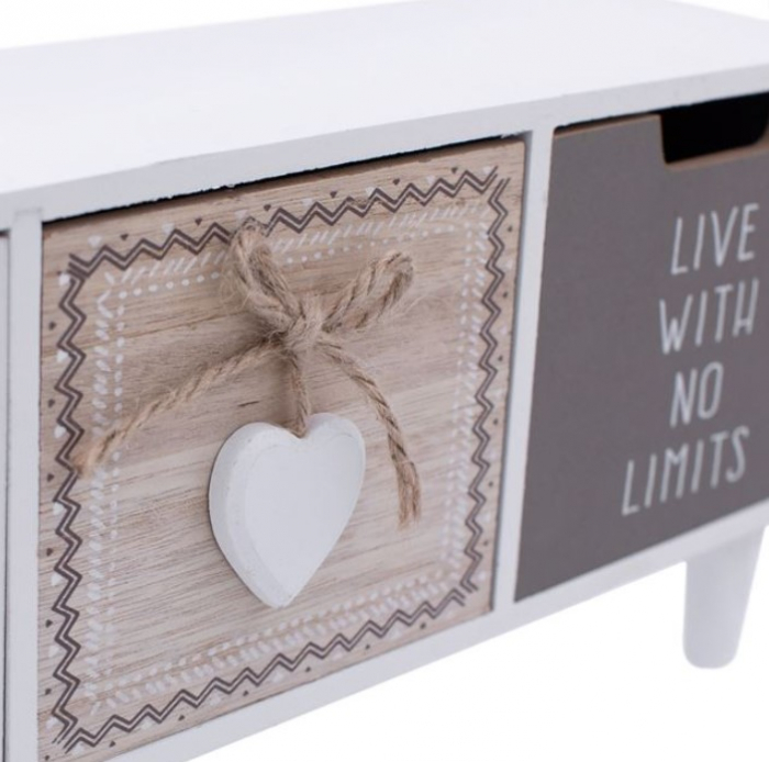 Cutie depozitare decorativa din lemn cu 3 sertare si picioare pentru obiecte mici [5]