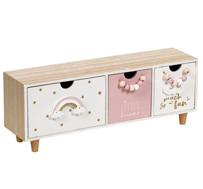 Cutie depozitare din lemn cu picioare si 3 sertare [3]