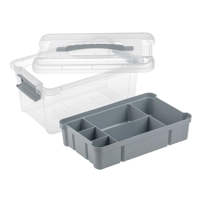 Cutie organizator 5L cu raft, capac transparent, 29×19×14 cm [5]