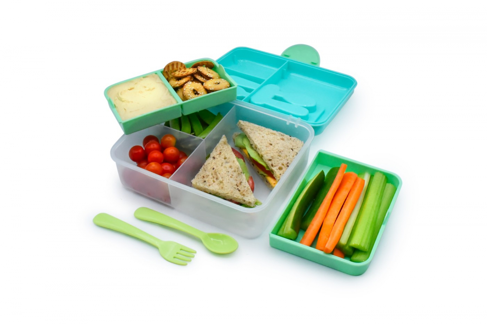 CUTIE PRANZ BENTO 2 NIVELE CU TACAMURI MELII BLUE MINT LIME [5]
