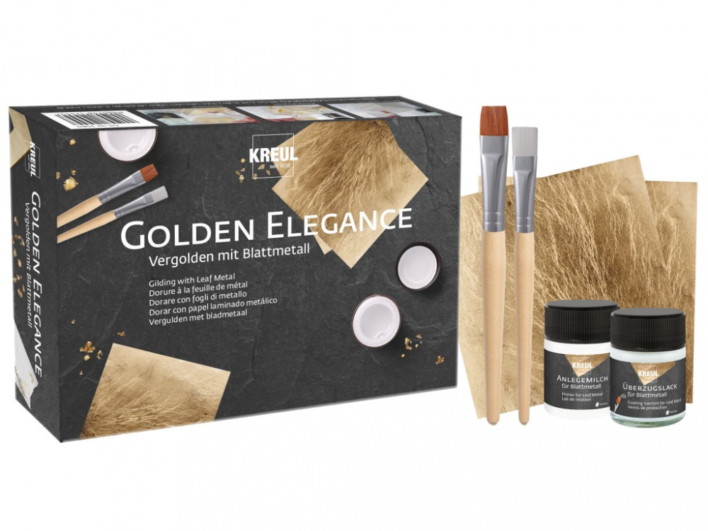 Deco-set pentru aurire cu foite metalice Leaf Metal Golden Elegance Kreul [2]