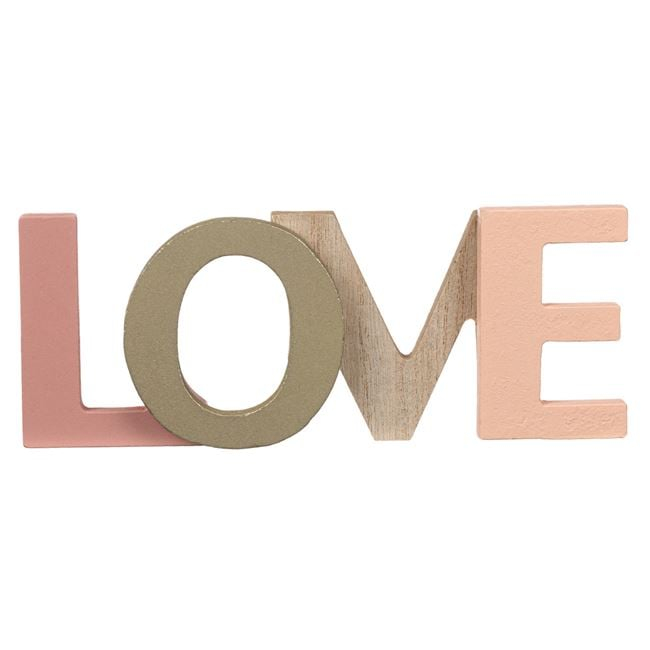 Decoratiune din lemn cu mesaj LOVE [2]