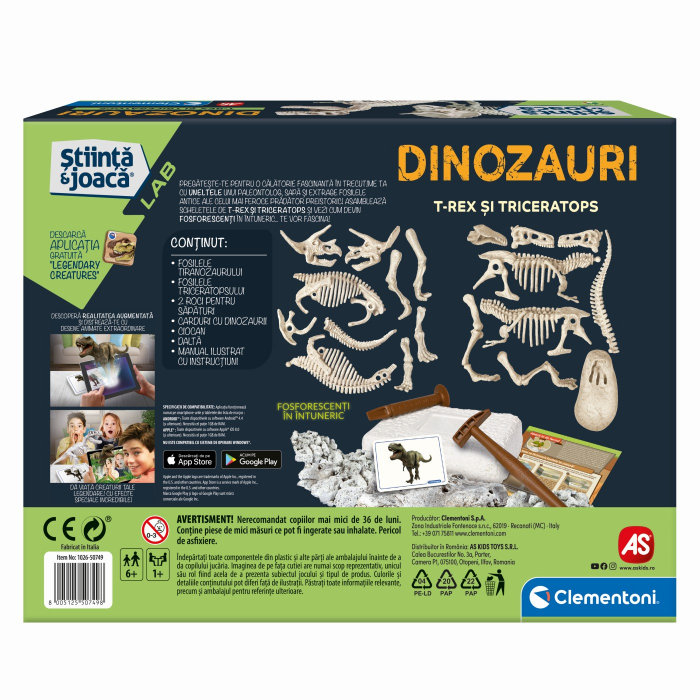 Descoperă Dinozaurul T-Rex Triceraptor Fluo Știință și Joacă [8]