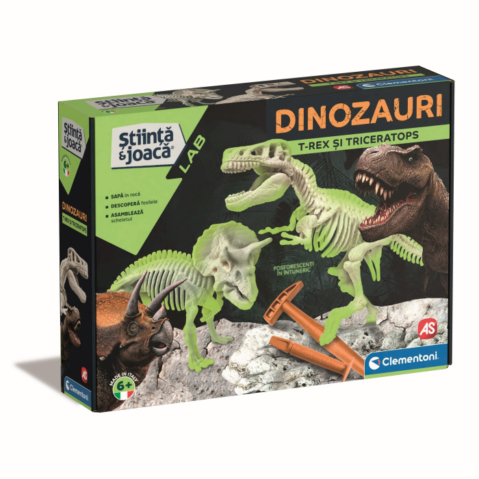 Descoperă Dinozaurul T-Rex Triceraptor Fluo Știință și Joacă [7]