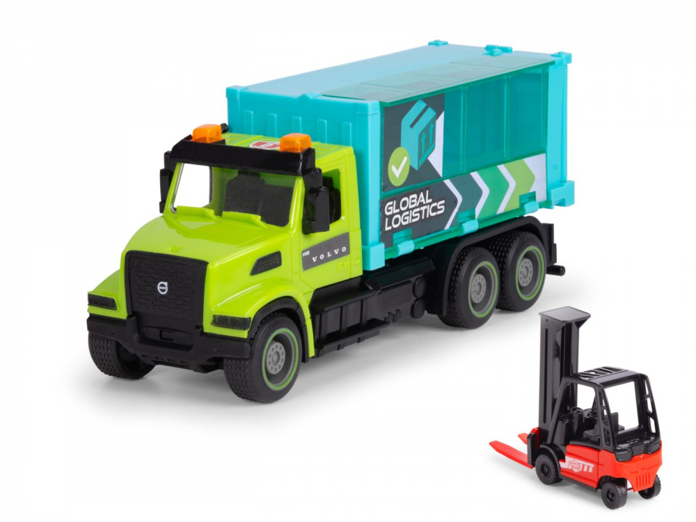 DICKIE MASINA CAMION HEAVY ROAD CU FRICTIUNE SET CONTAINER SI STIVUITOR 22CM [1]