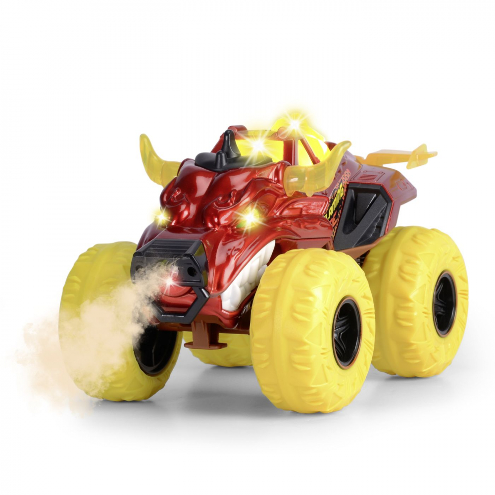 DICKIE MASINA DE TEREN FLAMING FIRE MONSTER CU LUMINI SUNETE SUSPENSII SI FUNCTIE ABUR 25CM [2]