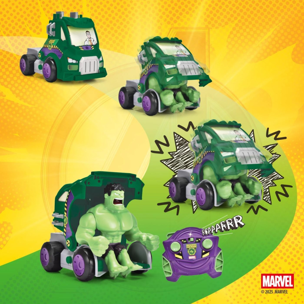 DICKIE TOYS MARVEL RAZBUNATORII MASINA RC CU TELECOMANDA 2.4GHz HULK SMASH CU SUNETE SCARA 1 LA 24 [5]