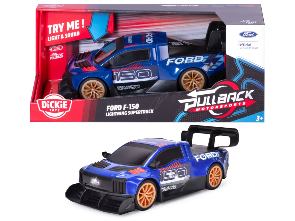 DICKIE TOYS PULL BACK MOTORSPORTS MASINA FORD F 150 LIGHTNING SUPERTRUCK CU LUMINI SI SUNETE 28CM [3]