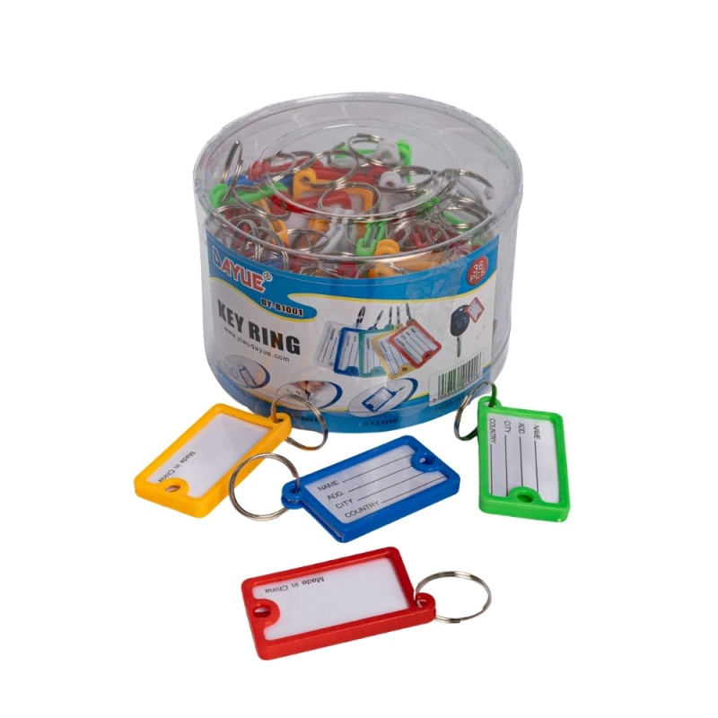 Etichete dreptunghiulare pentru chei Office Cover, plastic, diverse culori, set 36 bucati