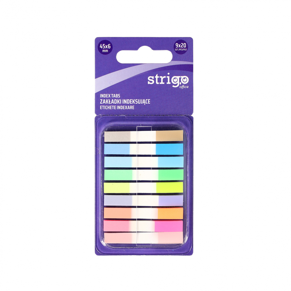 Etichete Indexare Strigo adezive, 9x20 file mix culori, 45x6 mm